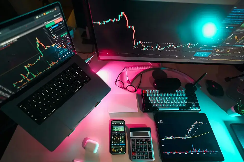 Person studying investment materials online